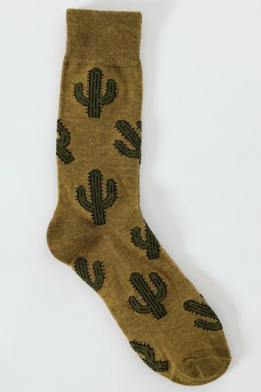 Single Cactus Anklet Socks - Olive sold by Edgars