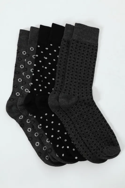 3 Pack Jacquard Dots Anklet Socks - Grey sold by Edgars