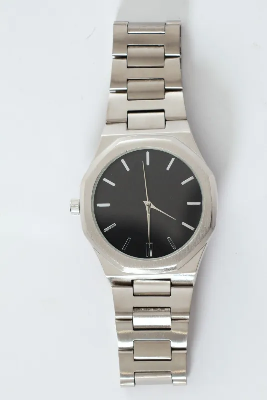 Black Dial Silver Metal Link Watch - Silver sold by Edgars