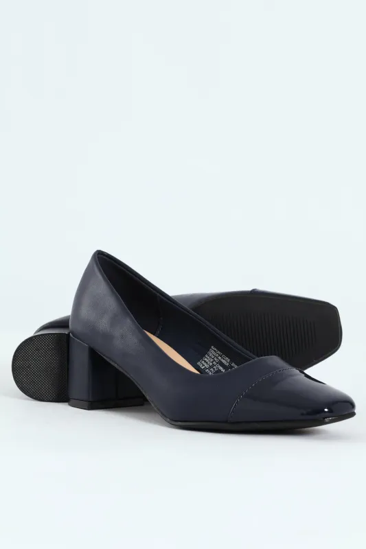 Block Court Heel - Navy sold by Edgars