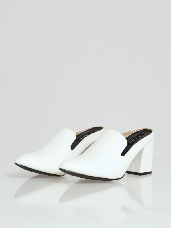Textured Push In Albert Cut Court Heel - White sold by Edgars