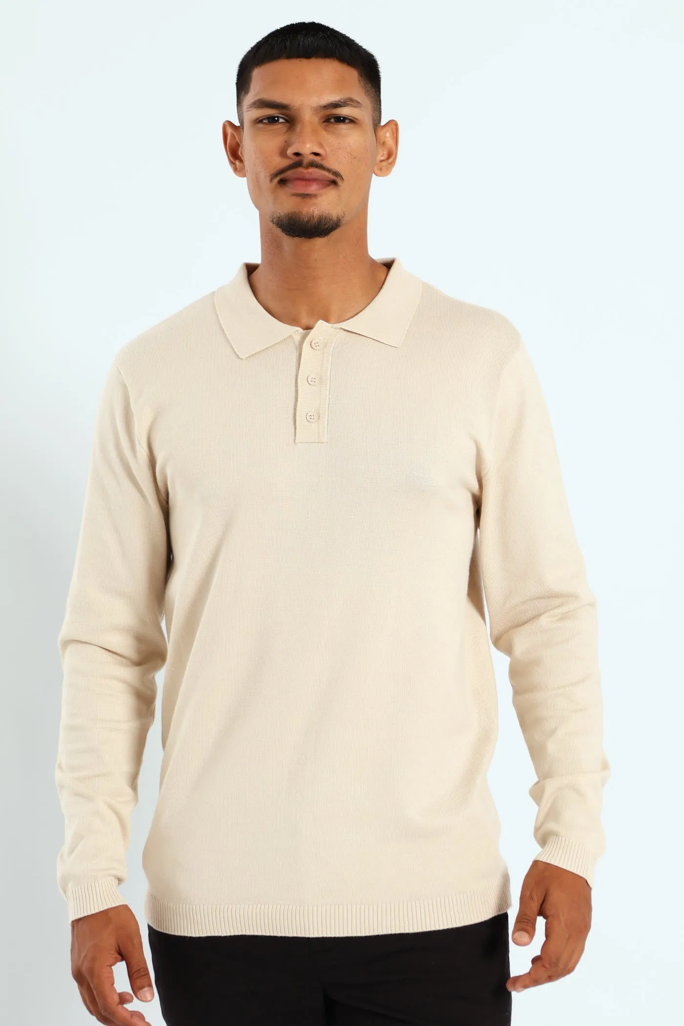 Long Sleeve Knit Golfer - Tan sold by Edgars