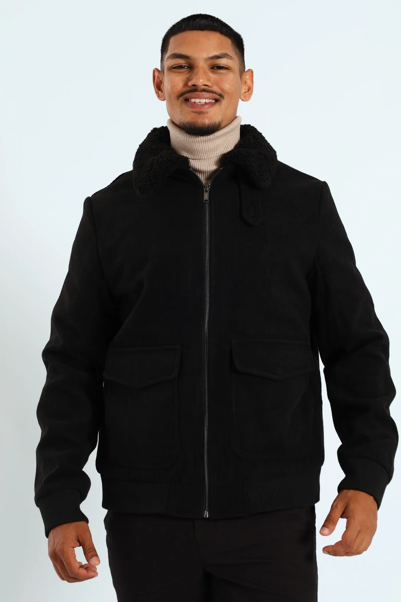 Sherpa Collar Melton Jacket - Black sold by Edgars product image thumbnail 4