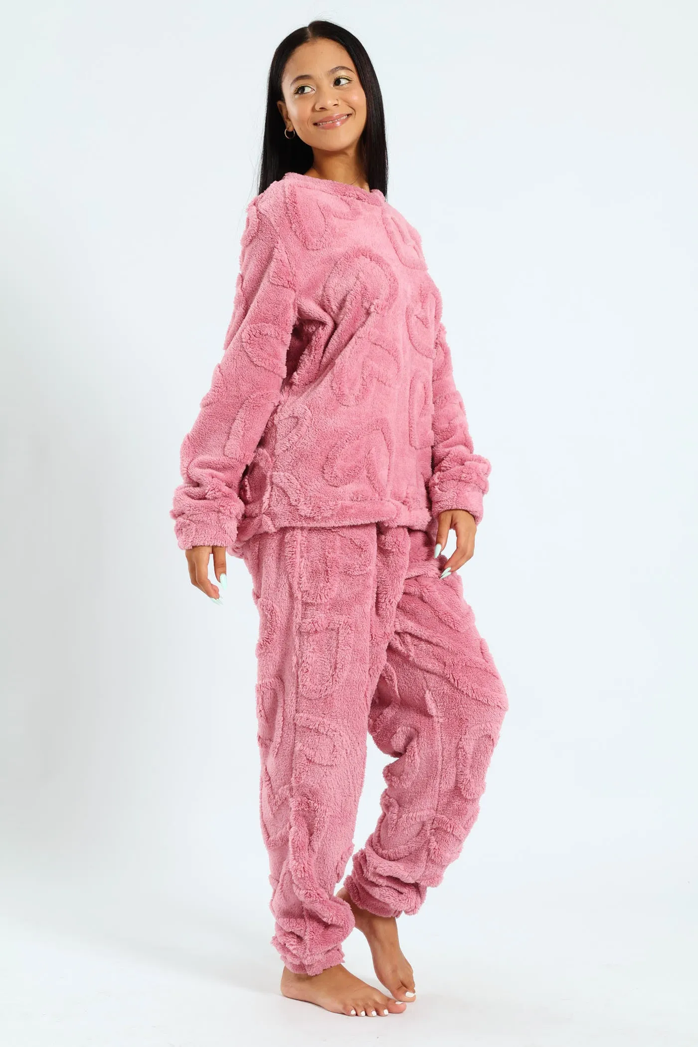 Long Sleeve & Cosy Hearts Jogger Set - Pink sold by Edgars product image thumbnail 3