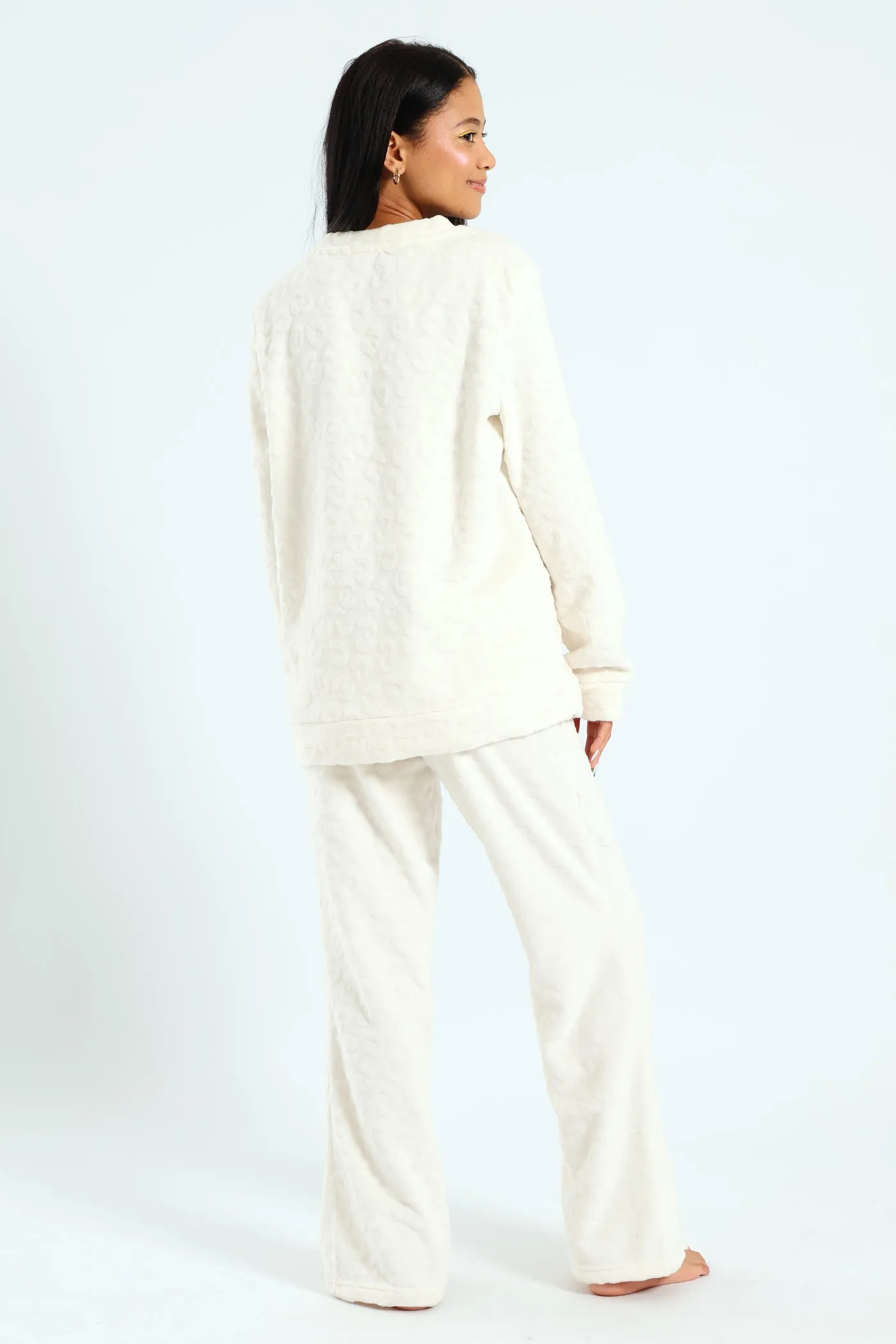 Long Sleeve & Cosy Flare Leg Sleep Set - Cream sold by Edgars product image thumbnail 4