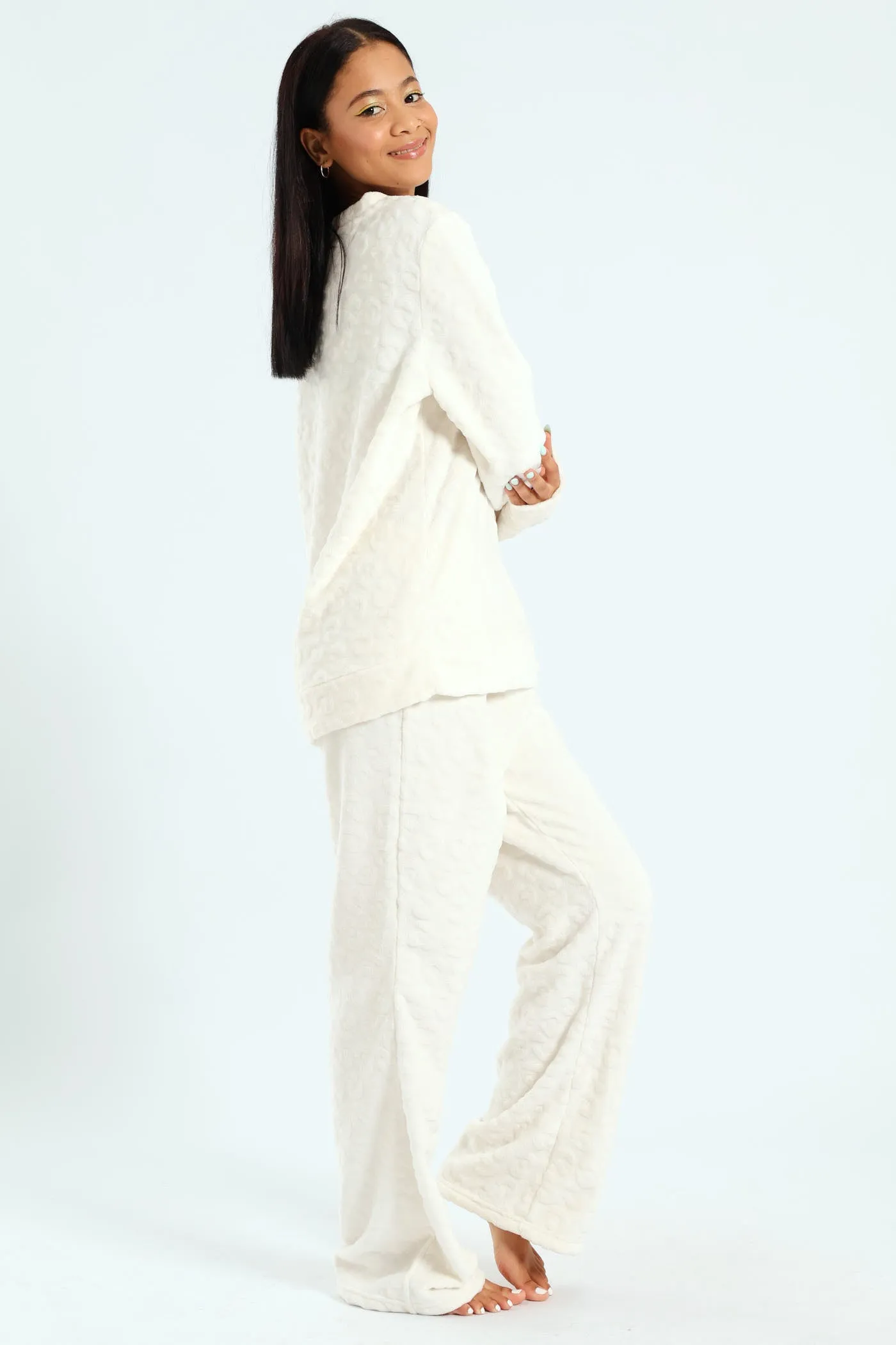 Long Sleeve & Cosy Flare Leg Sleep Set - Cream sold by Edgars product image thumbnail 3
