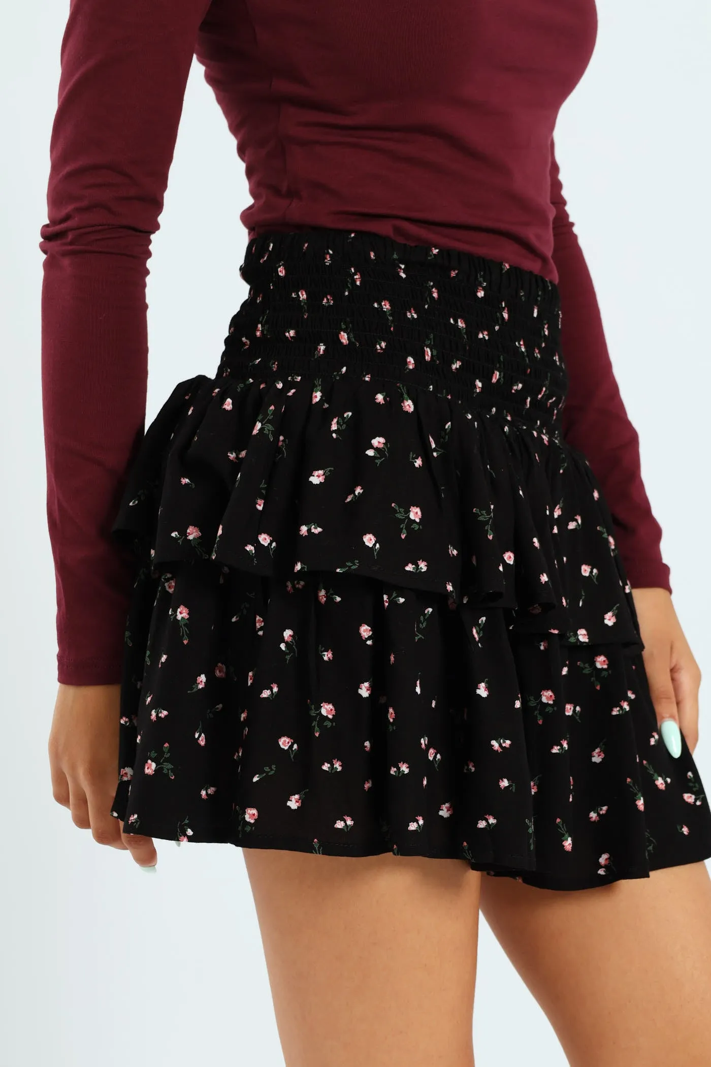 Rara Floral Smock Mini Skirt - Black sold by Edgars product image thumbnail 2