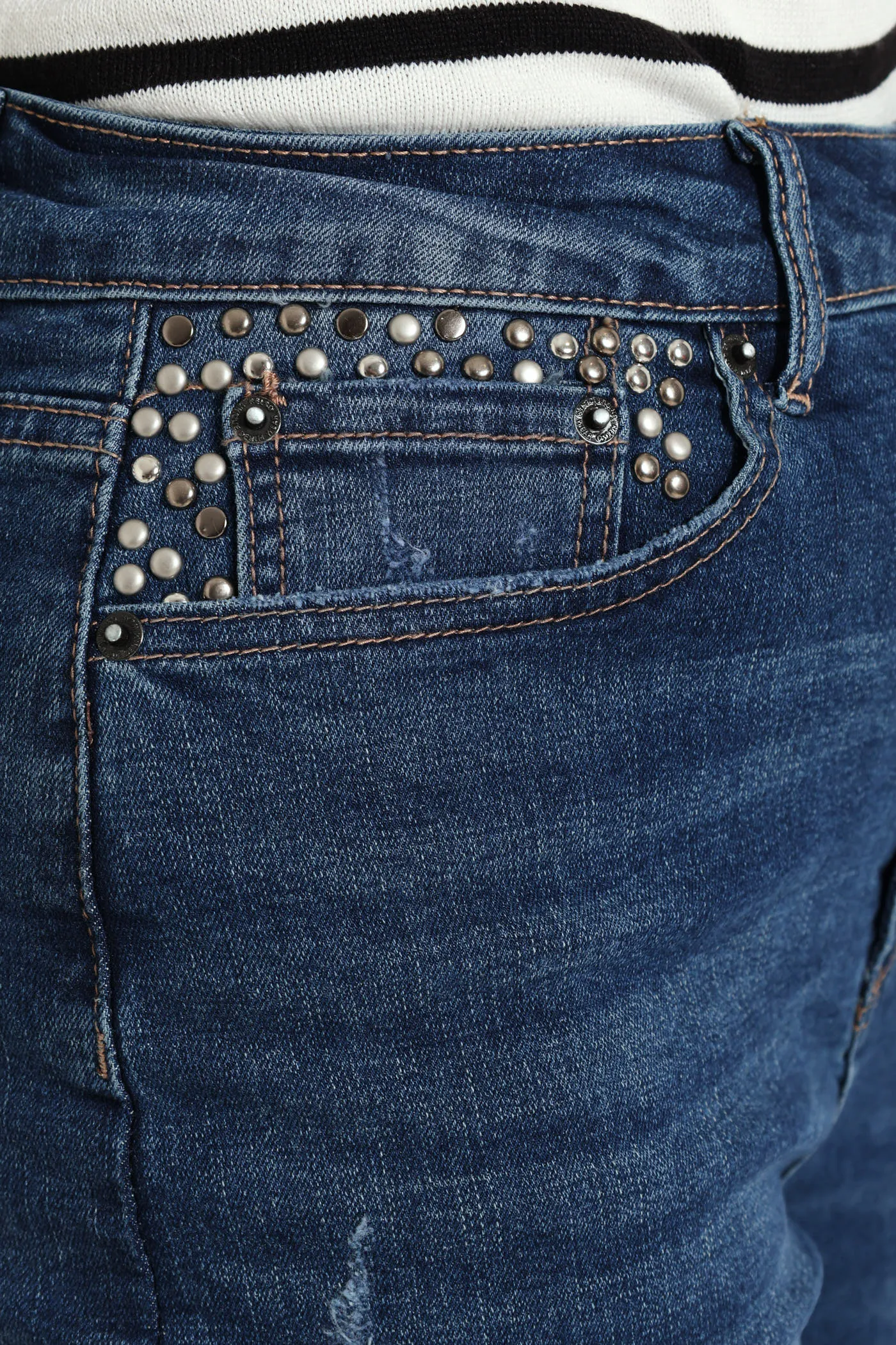 Stud Pocket Crosshatch Mom Jean - Medium Wash sold by Edgars product image thumbnail 2
