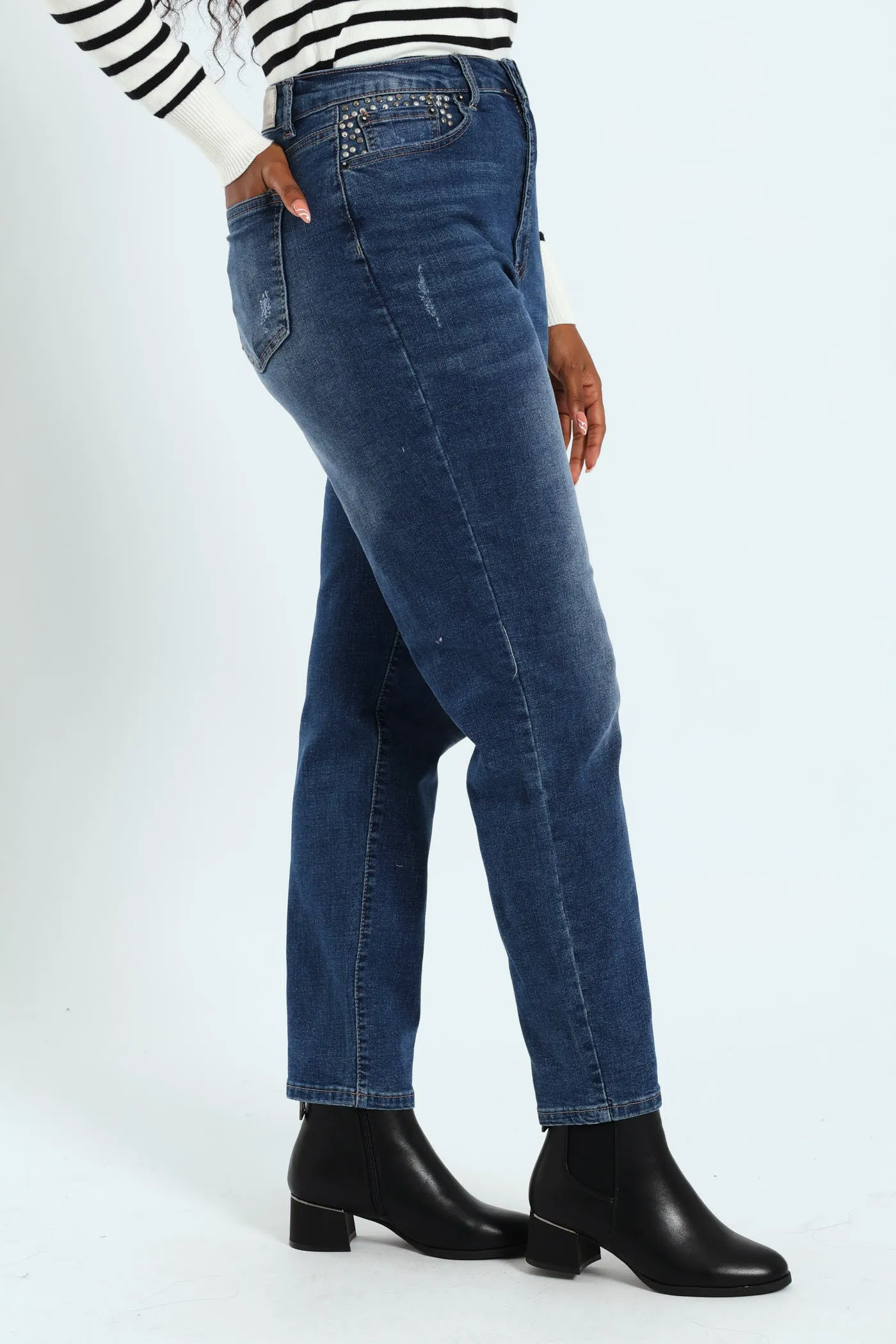 Stud Pocket Crosshatch Mom Jean - Medium Wash sold by Edgars product image thumbnail 3