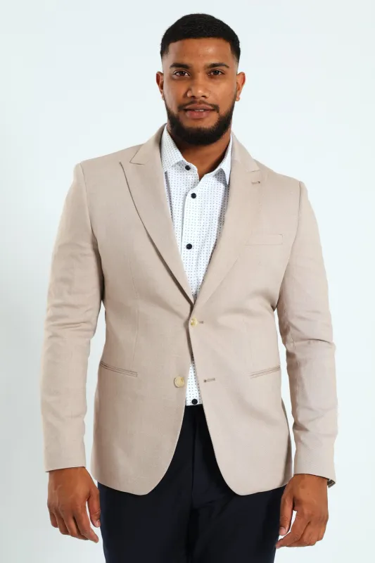 Slim Twill Suit Jacket - Natural sold by Edgars