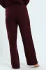 Straight Leg Brushed Rib Pants - Wine sold by Edgars