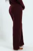 Straight Leg Brushed Rib Pants - Wine sold by Edgars