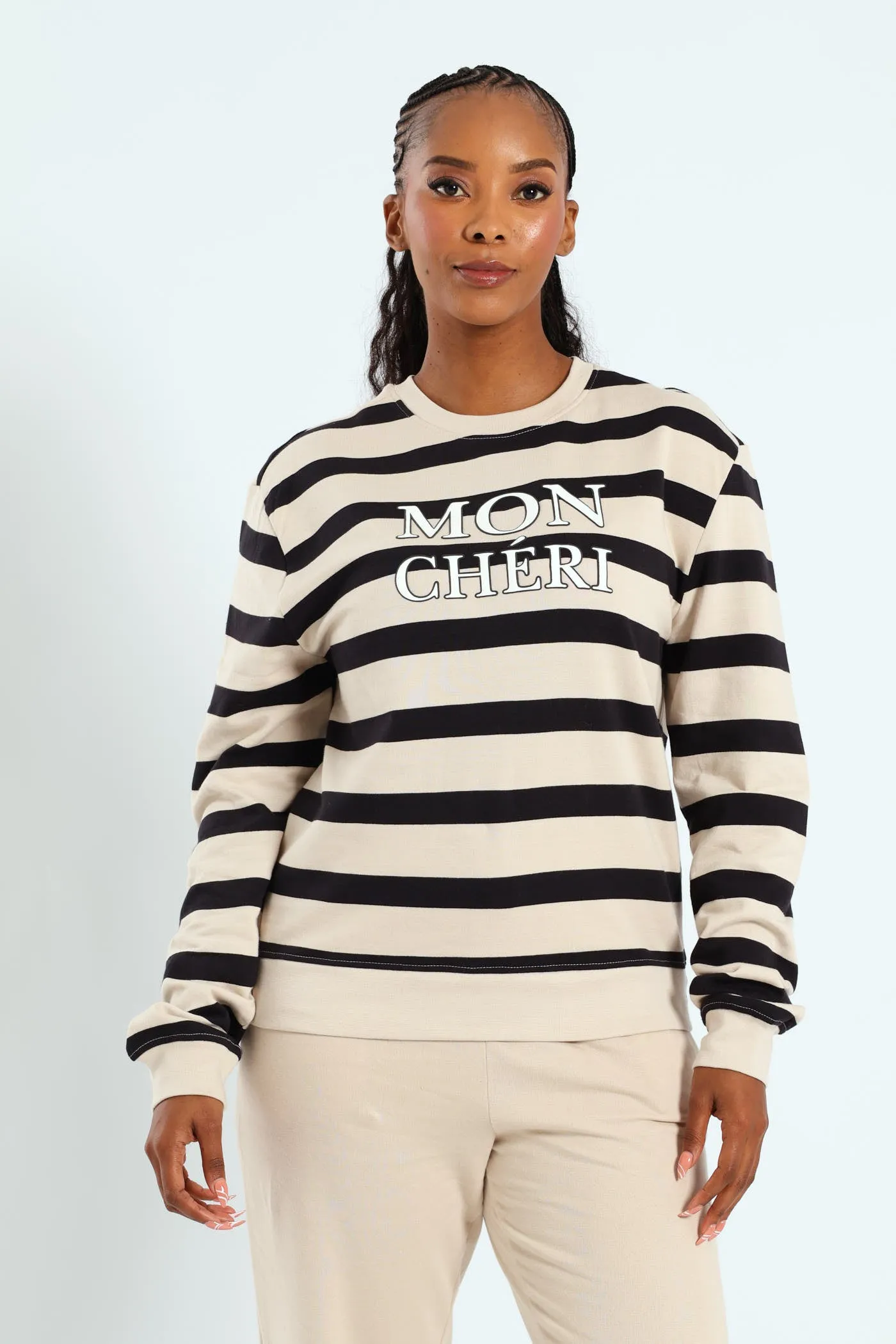 Mon Cheri Puff Stripe Pullover - Ivory sold by Edgars