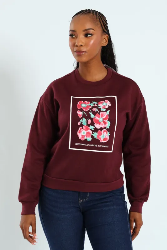 Long Sleeve Print Screen Pullover - Plum Noir sold by Edgars
