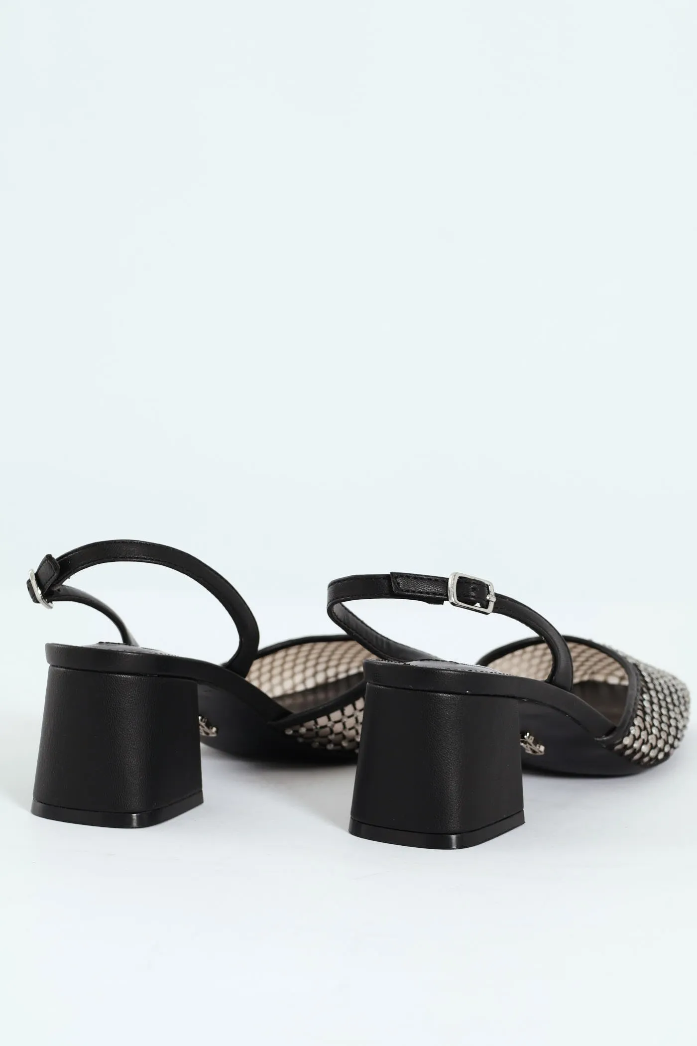 Network Mesh Almond Toe Slingback Block Heel - Black sold by Edgars product image thumbnail 4