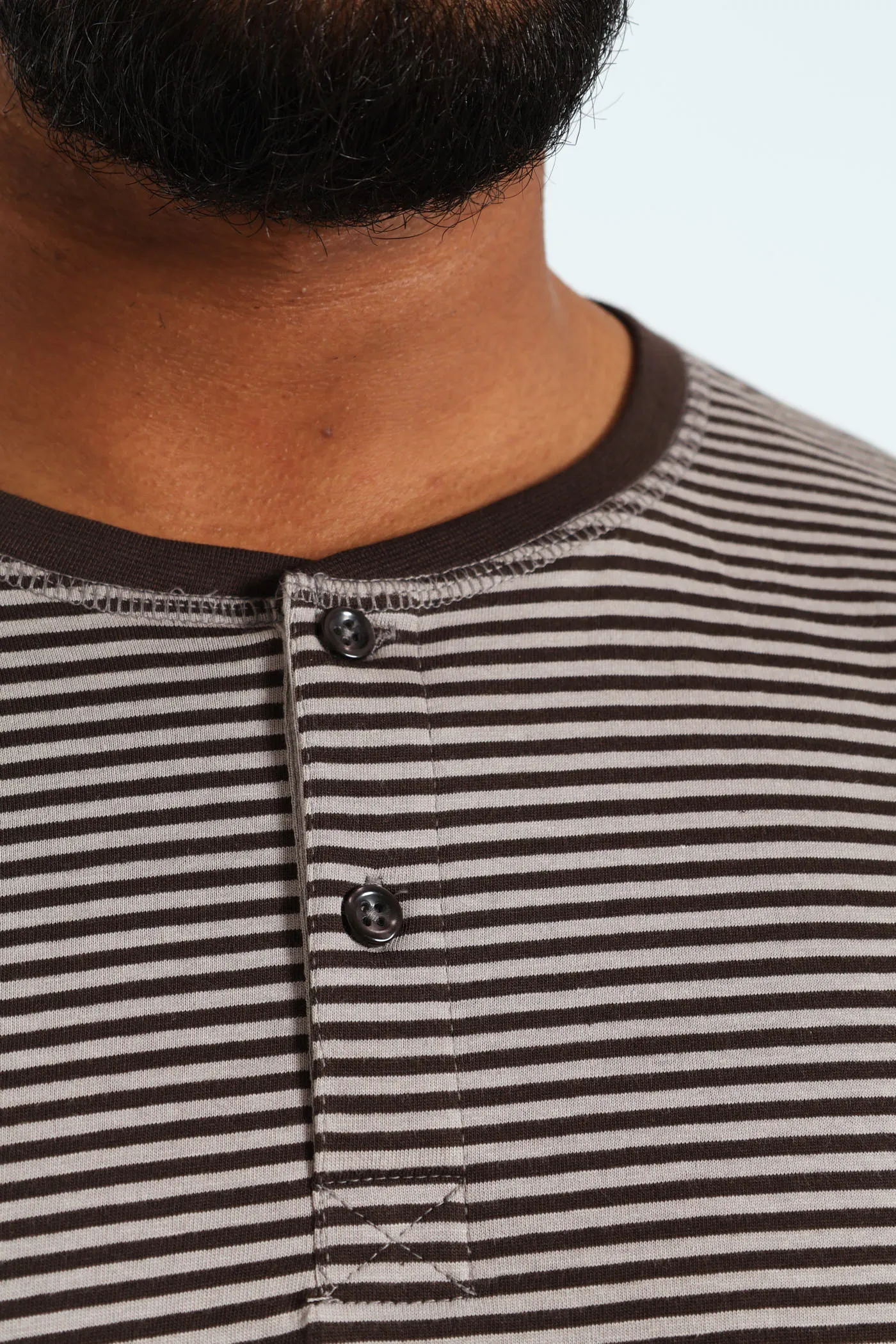 Narrow Stripe Long Sleeve Henley Tee - Charcoal sold by Edgars product image thumbnail 2