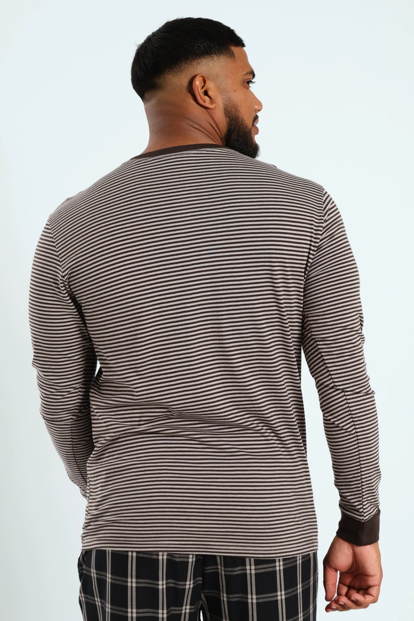 Narrow Stripe Long Sleeve Henley Tee - Charcoal sold by Edgars product image thumbnail 3