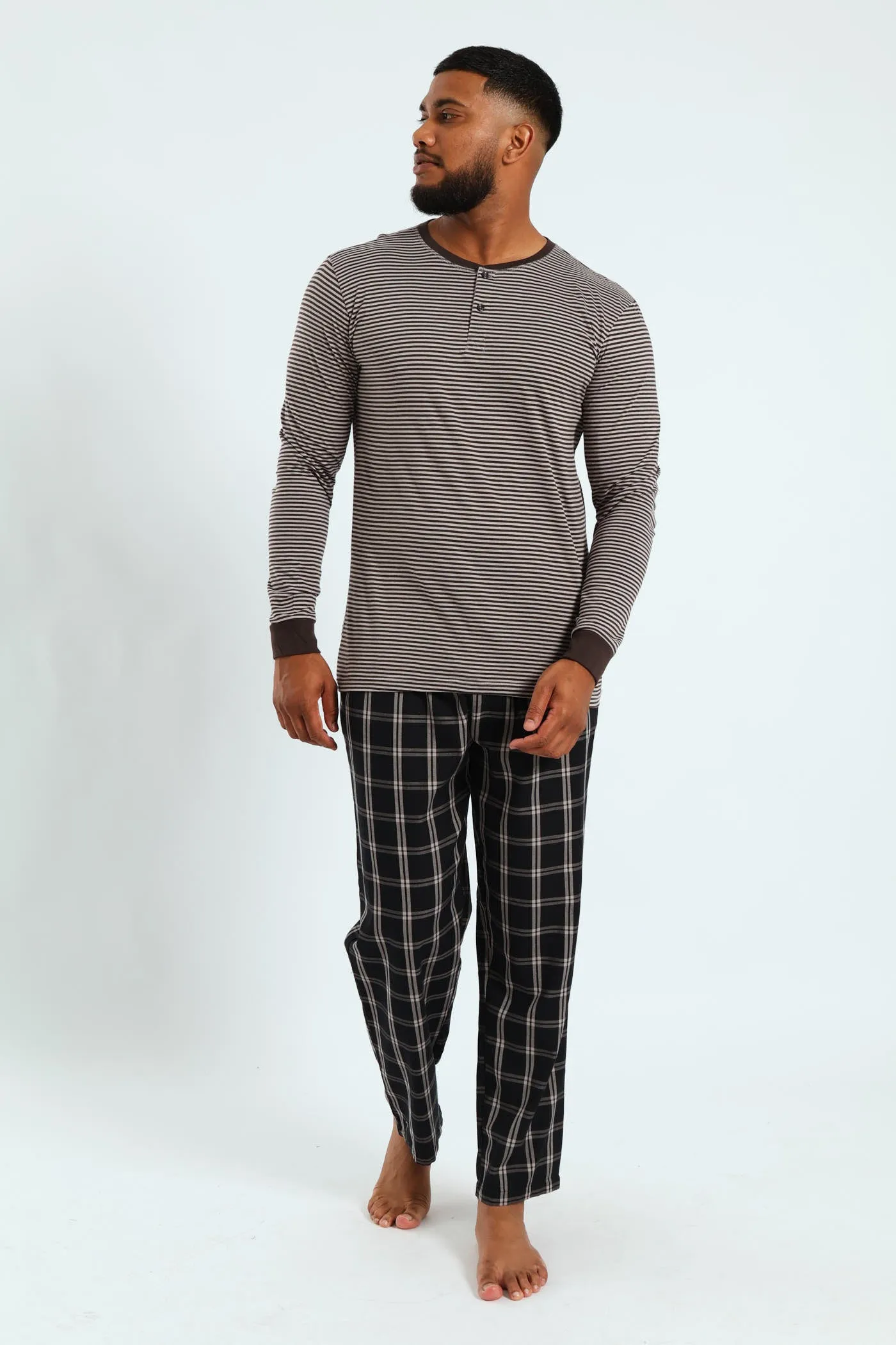 Narrow Stripe Long Sleeve Henley Tee - Charcoal sold by Edgars product image thumbnail 5
