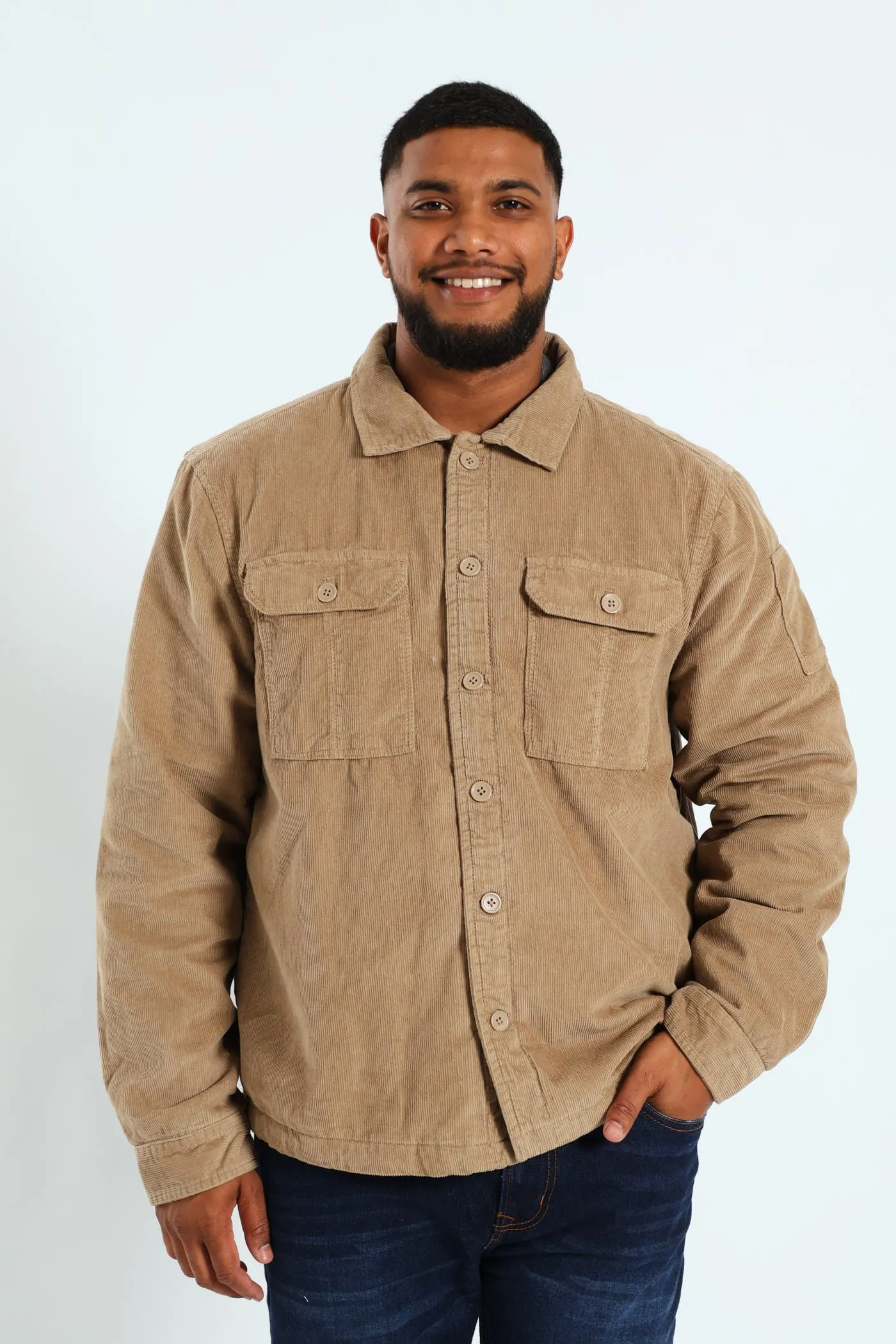 Corduroy Flap Pocket Shacket - Taupe sold by Edgars  product image thumbnail 5