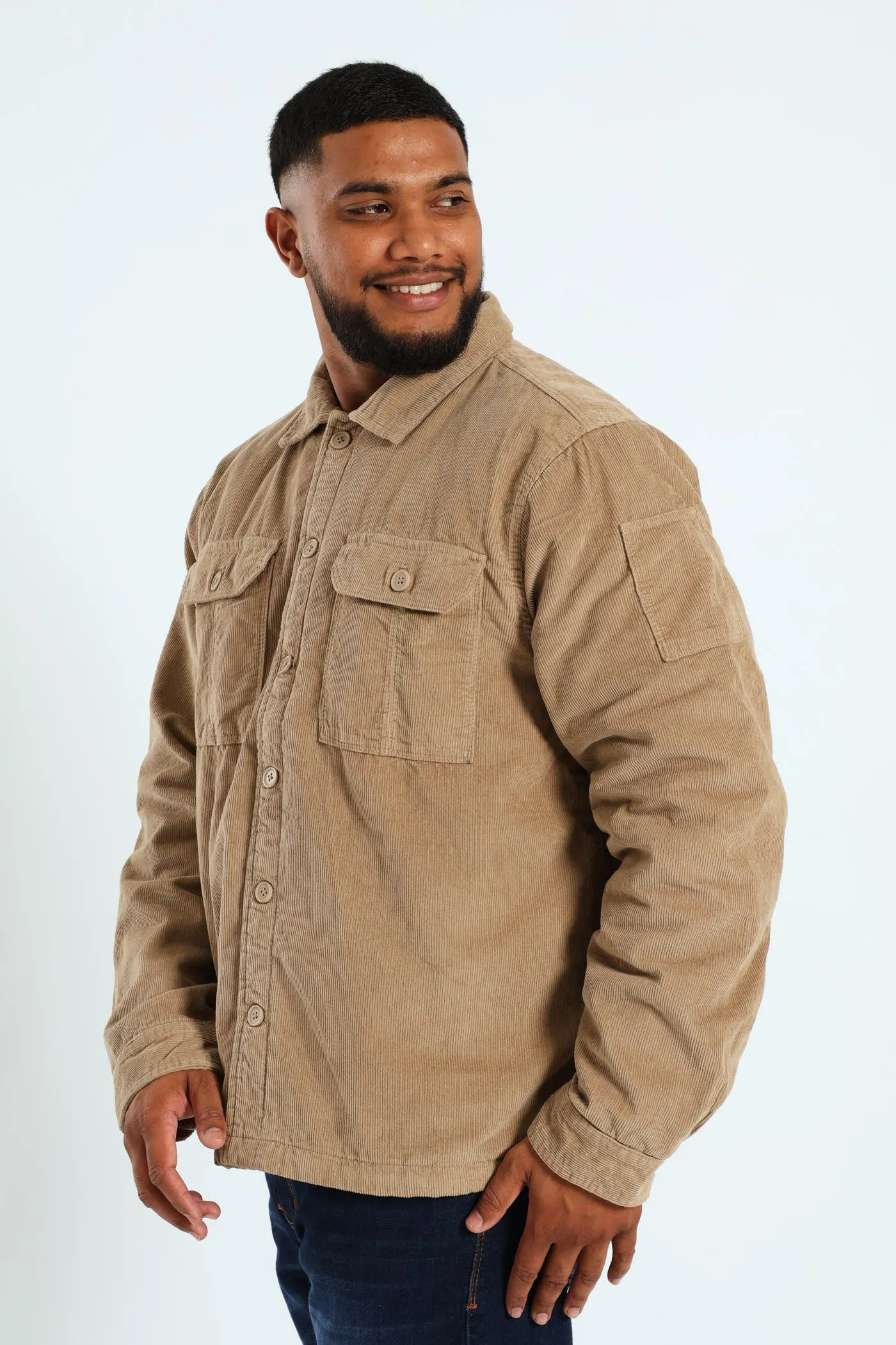 Corduroy Flap Pocket Shacket - Taupe sold by Edgars  product image thumbnail 3