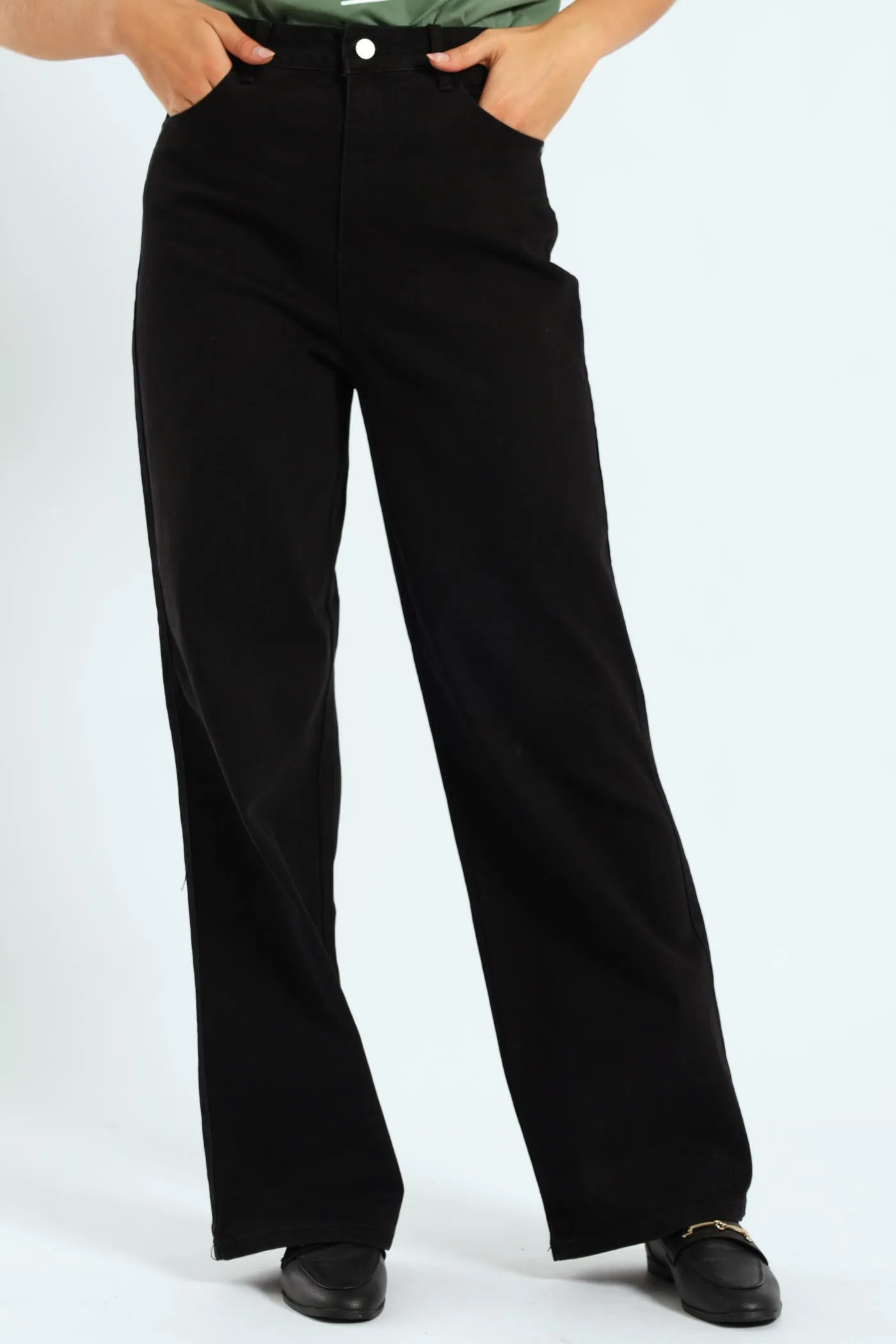 Hi-Rise Wide Leg Jean - Black sold by Edgars