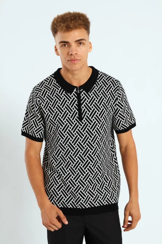 Knit Monochrome Golfer - Black/White sold by Edgars