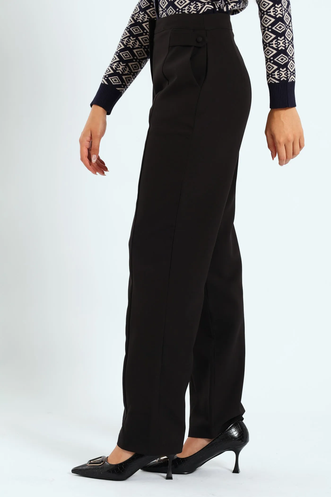 Panelled Tab Detail Straight Leg Pant - Black sold by Edgars product image thumbnail 3