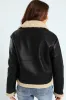 Contrast Sherpa Lined Aviator Jacket - Black/Cream sold by Edgars 