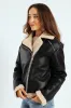 Contrast Sherpa Lined Aviator Jacket - Black/Cream sold by Edgars 