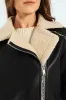 Contrast Sherpa Lined Aviator Jacket - Black/Cream sold by Edgars 
