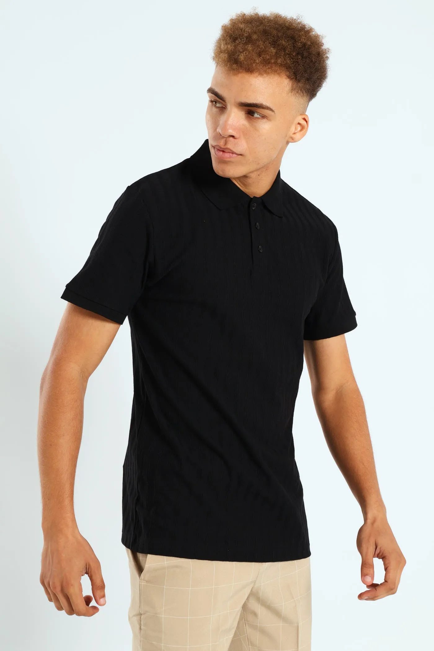 Short Sleeve Rib Golfer - Black sold by Edgars product image thumbnail 3