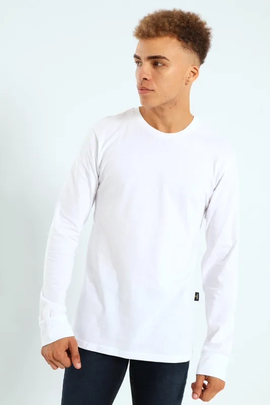 Long Sleeve Basic Crew Cuff Tee - White sold by Edgars 