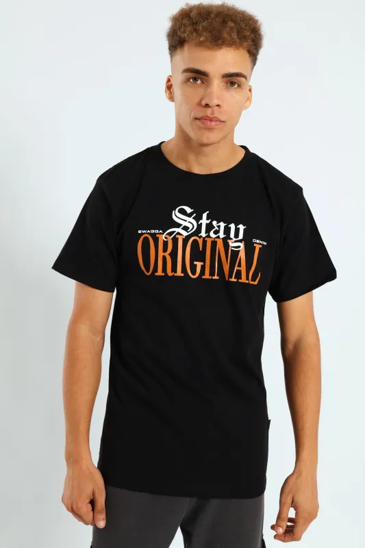 Short Sleeve Basic Print Tee - Black sold by Edgars 