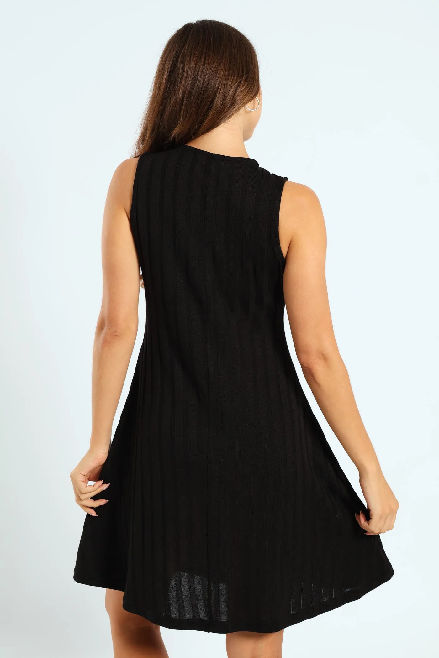 Ribbed Cut & Sew Mini Pinafore Dress - Black sold by Edgars product image thumbnail 2
