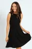Ribbed Cut & Sew Mini Pinafore Dress - Black sold by Edgars
