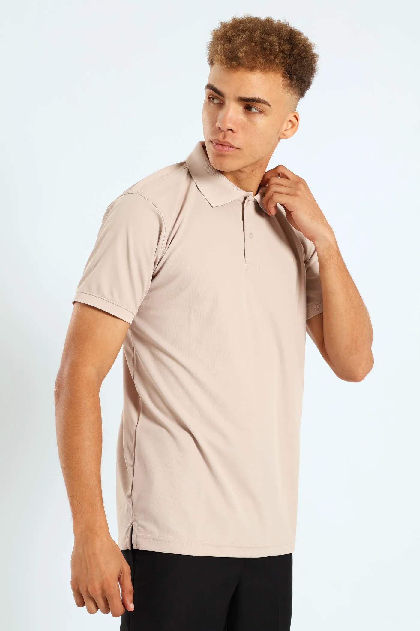 Basic Quick Dry Golfer - Stone sold by Edgars