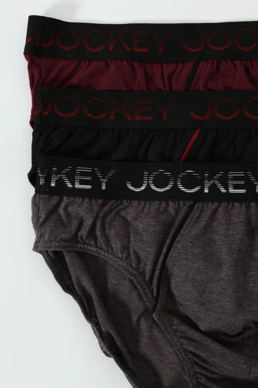 3 Pack Graded Stretch Piped Brief - Charcoal Melange/Cherry/Black sold by Edgars