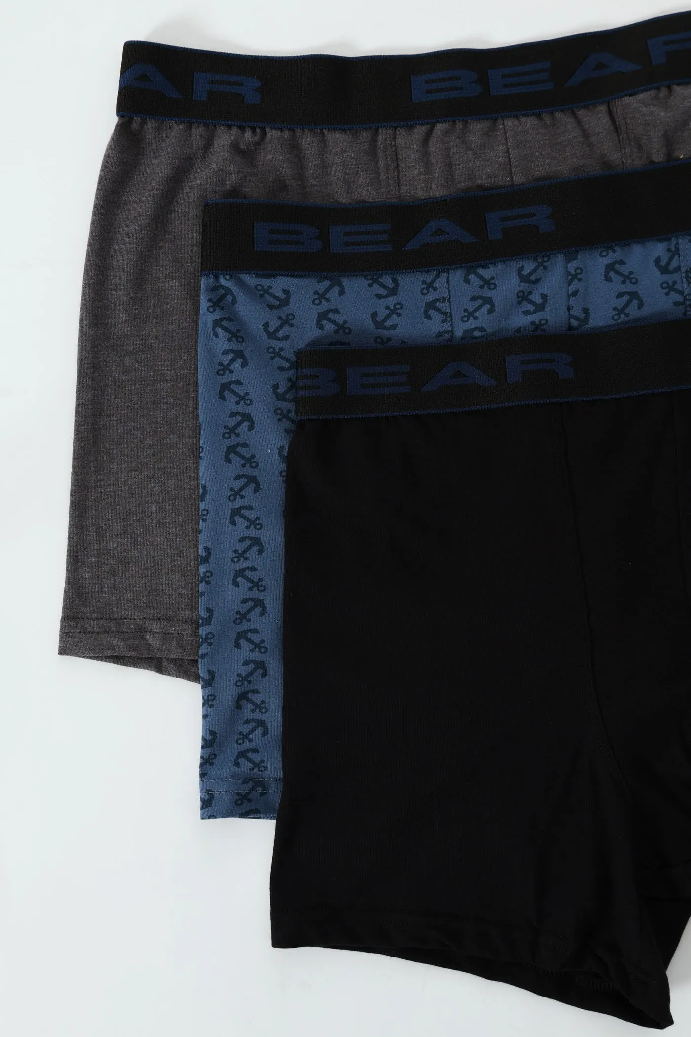 3 Pack Anchor Bodyshorts - Black/Charcoal/Blue sold by Edgars