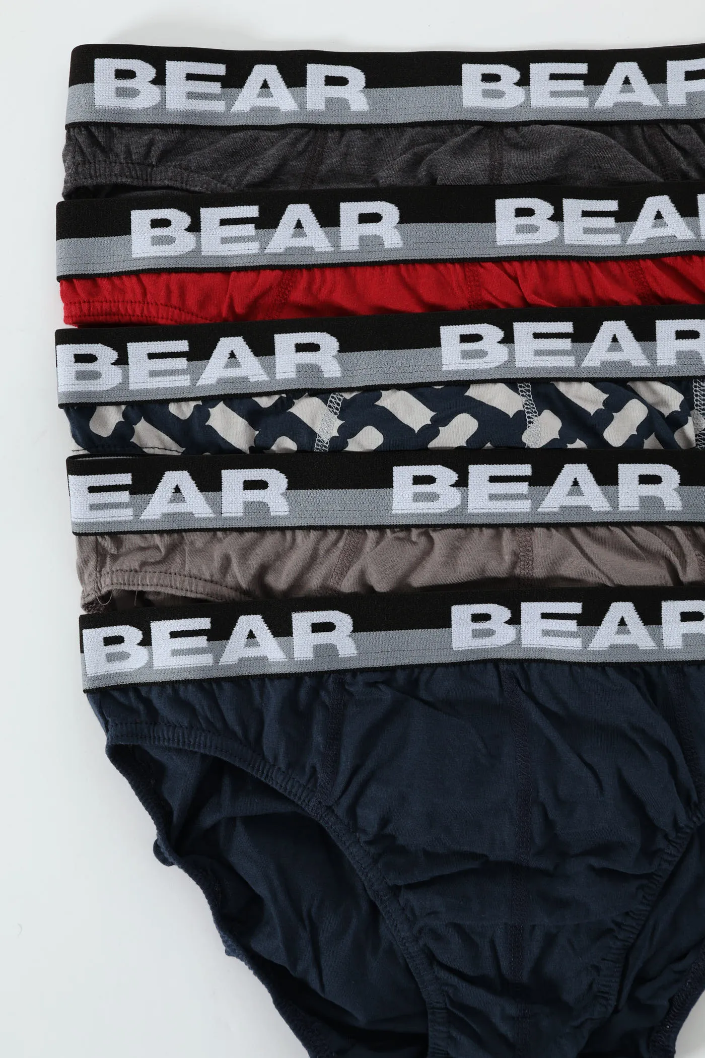 5 Pack Chain Multi Briefs - Grey/Red/Navy sold by Edgars