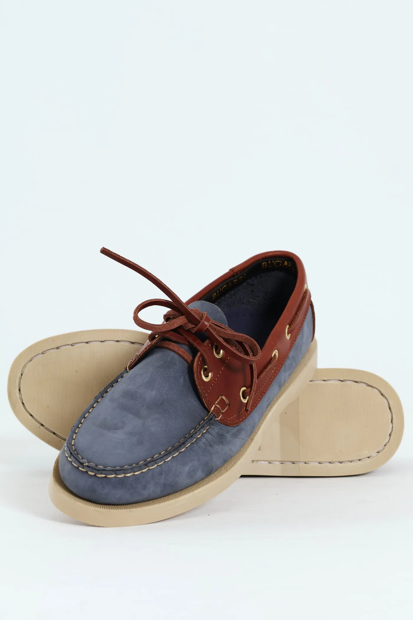 2 Tone Leather Docksider - Navy/Brown sold by Edgars