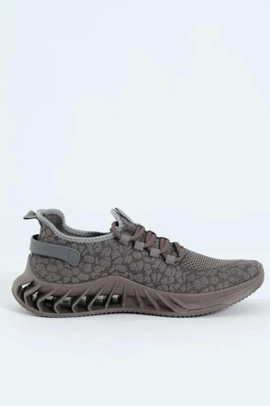 Lace Up Knit Trainer - Charcoal sold by Edgars