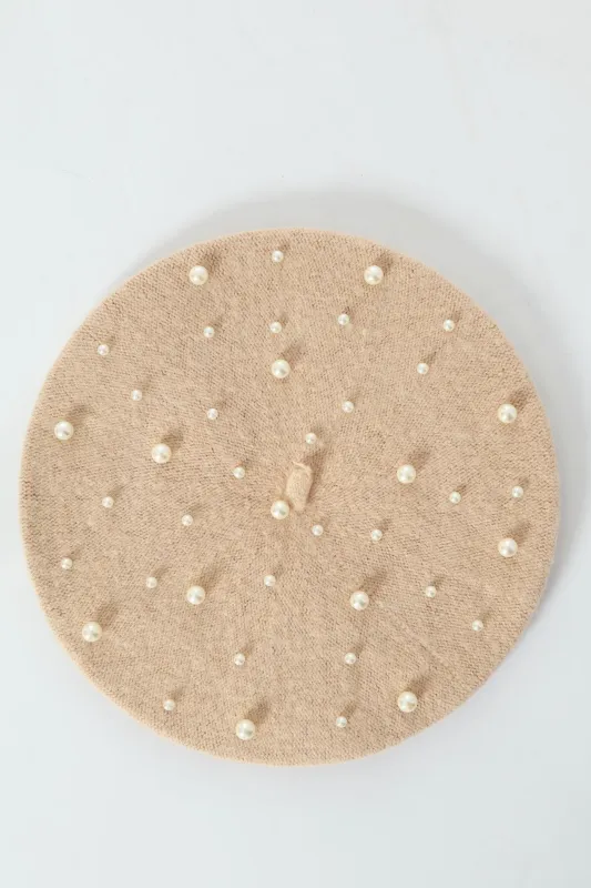 Faux Pearl Bead Beret - Cream sold by Edgars