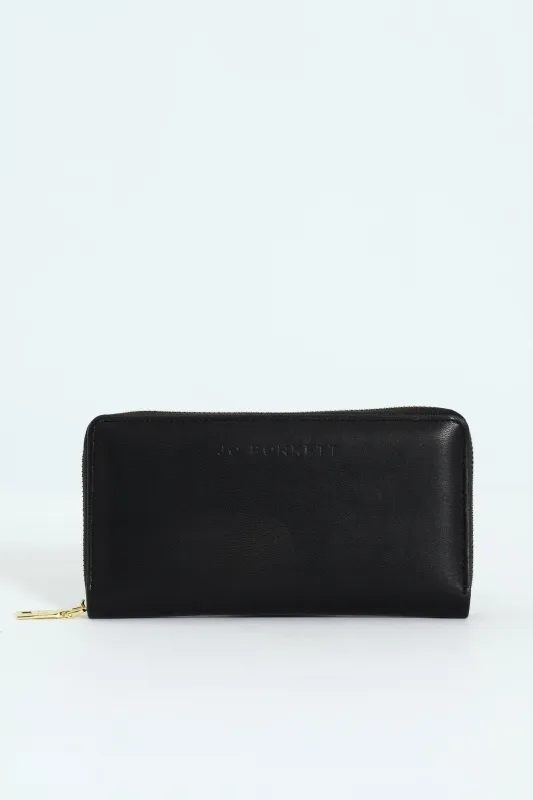 Meryl Smooth Zip Around Purse - Black sold by Edgars