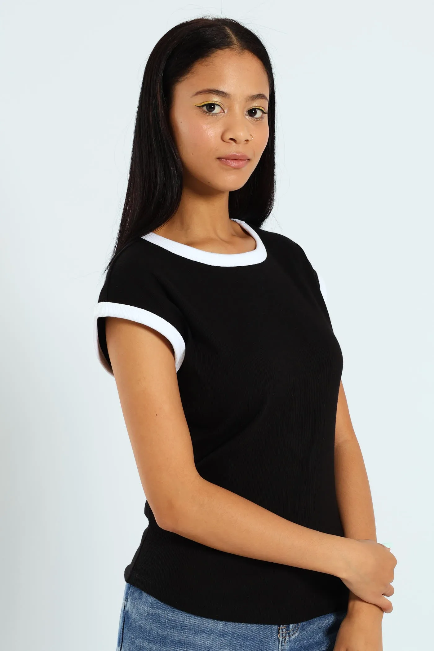 Basic Ringer Tee - Black sold by Edgars product image thumbnail 2