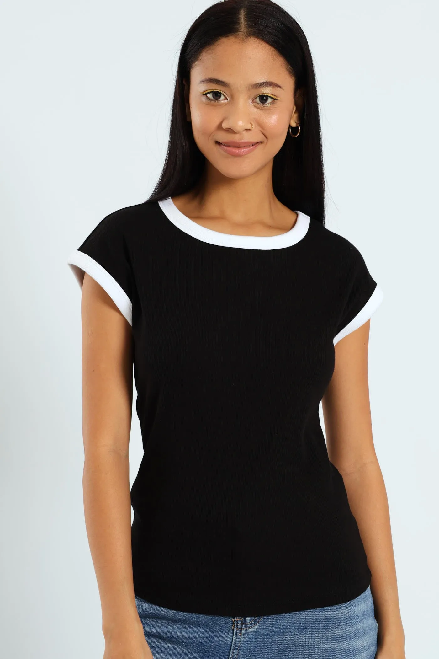 Basic Ringer Tee - Black sold by Edgars