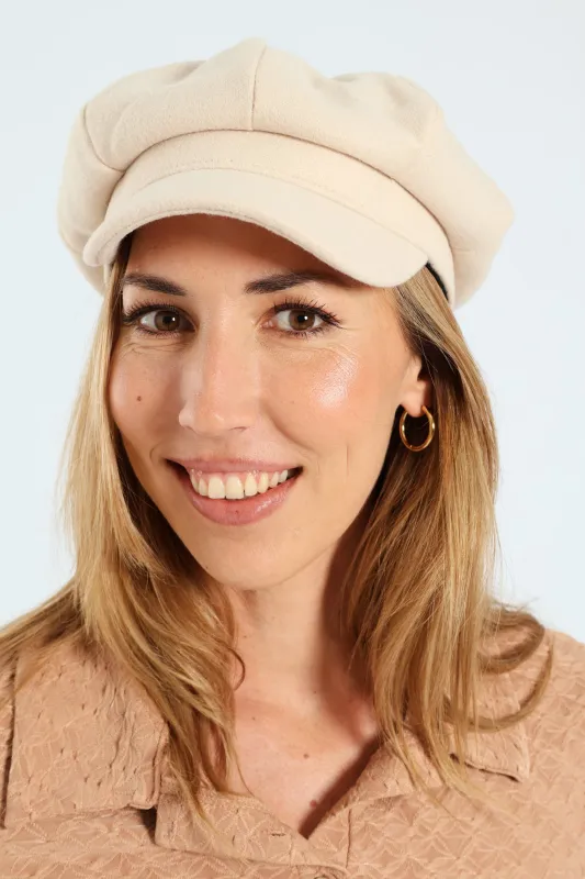 Felt Baker Boy Hat - Oatmeal sold by Edgars