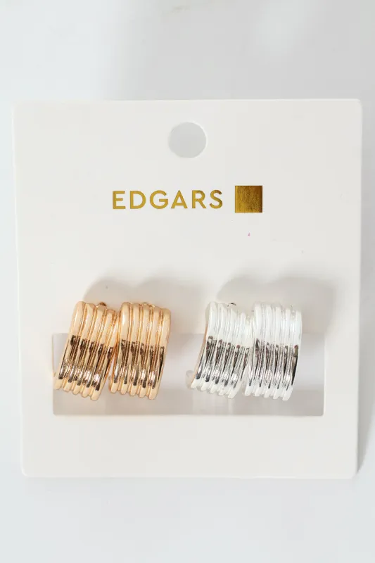 2 Pack Silver & Gold Fluted Hoop Earrings sold by Edgars