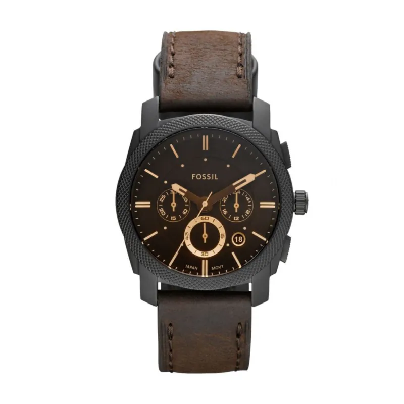 Machine Chronograph Leather Watch & Bracelet Box Set - Black sold by Edgars 