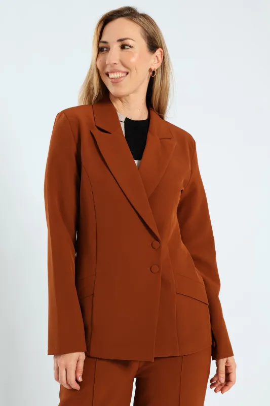Doubel Button Angled Pocket Blazer - Copper sold by Edgars
