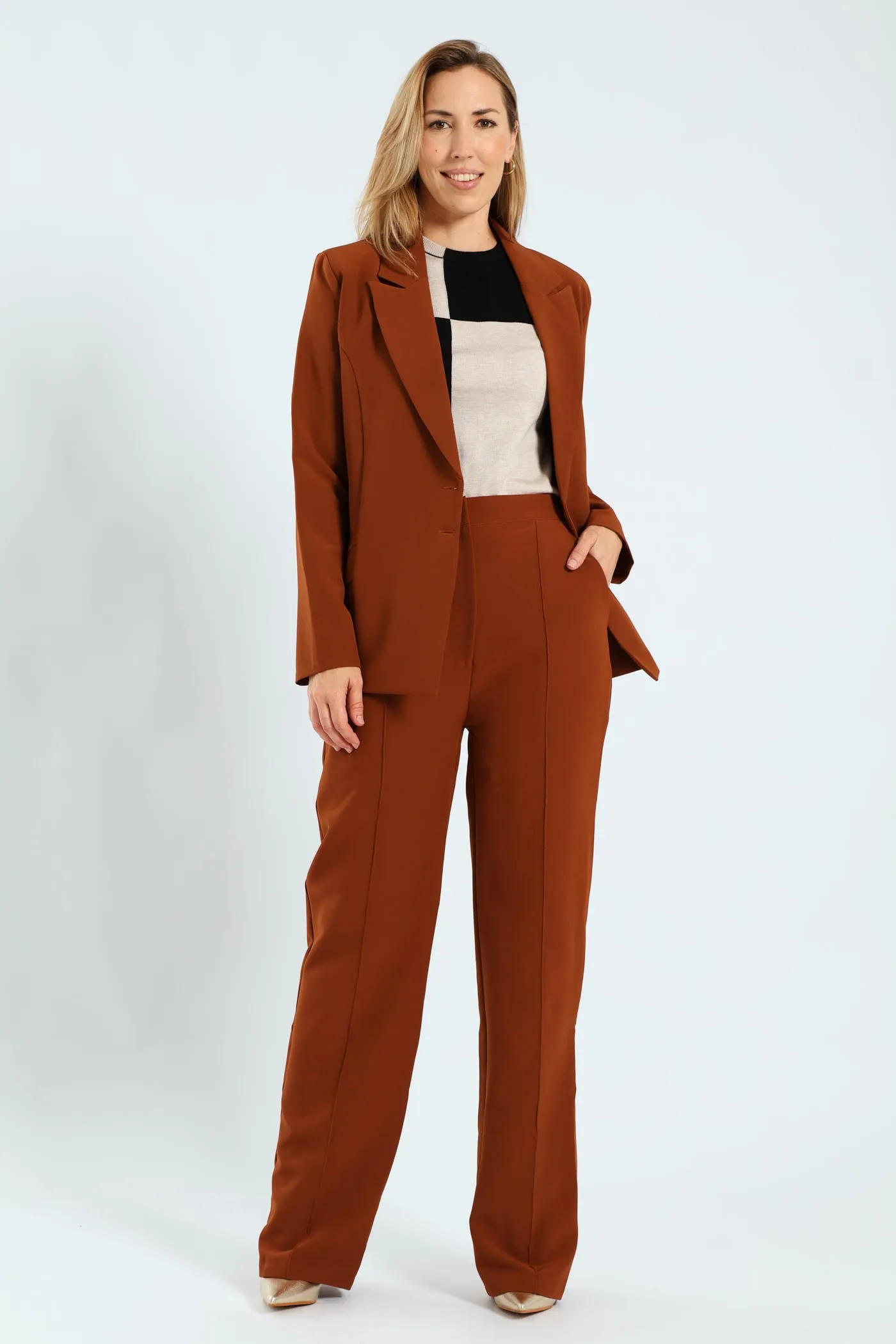 Pin Tuck Straight Leg Pants - Copper sold by Edgars product image thumbnail 2